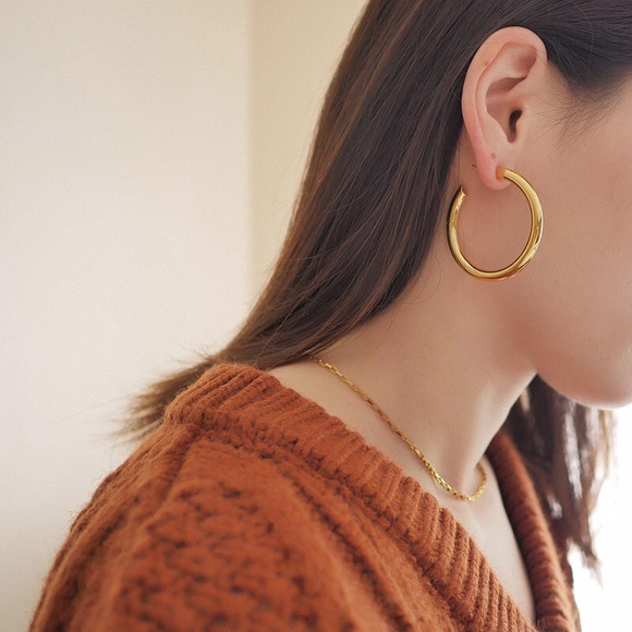 Insta Style Gold Plated Hollow Hoop Earrings - Picture 7 of 8
